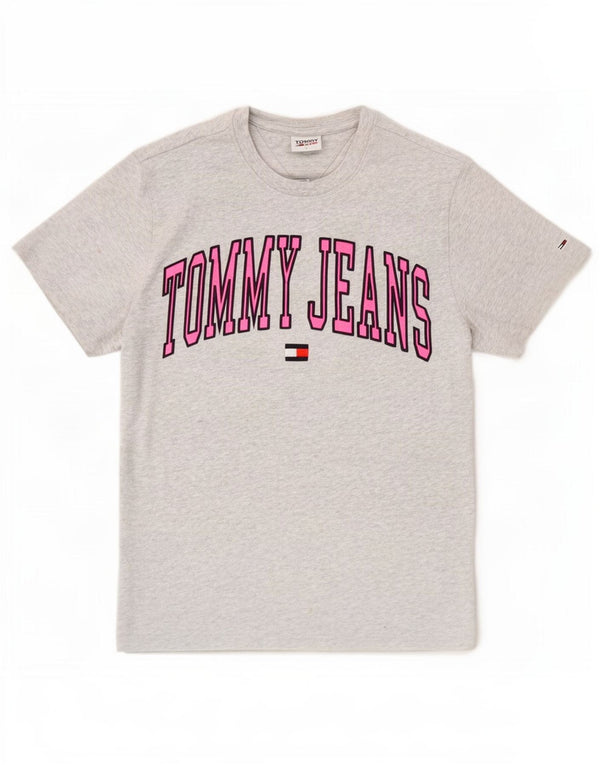 Tommy Hilfiger Damen-T-Shirt mit Grafik, UK 10, Größe S, Grau, Baumwolle