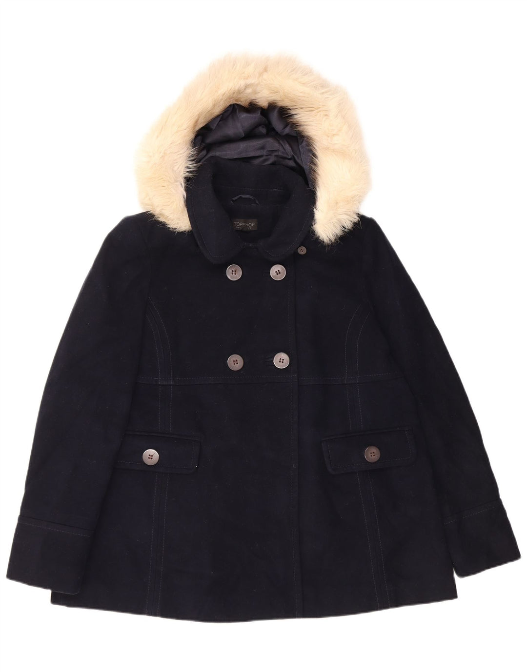 Topshop Damen Cabanjacke mit Kapuze, UK 14, Größe L, Marineblau, Polyester