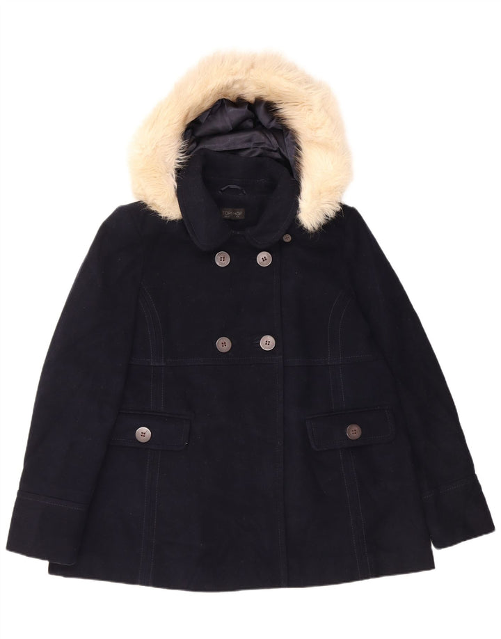 Topshop Damen Cabanjacke mit Kapuze, UK 14, Größe L, Marineblau, Polyester