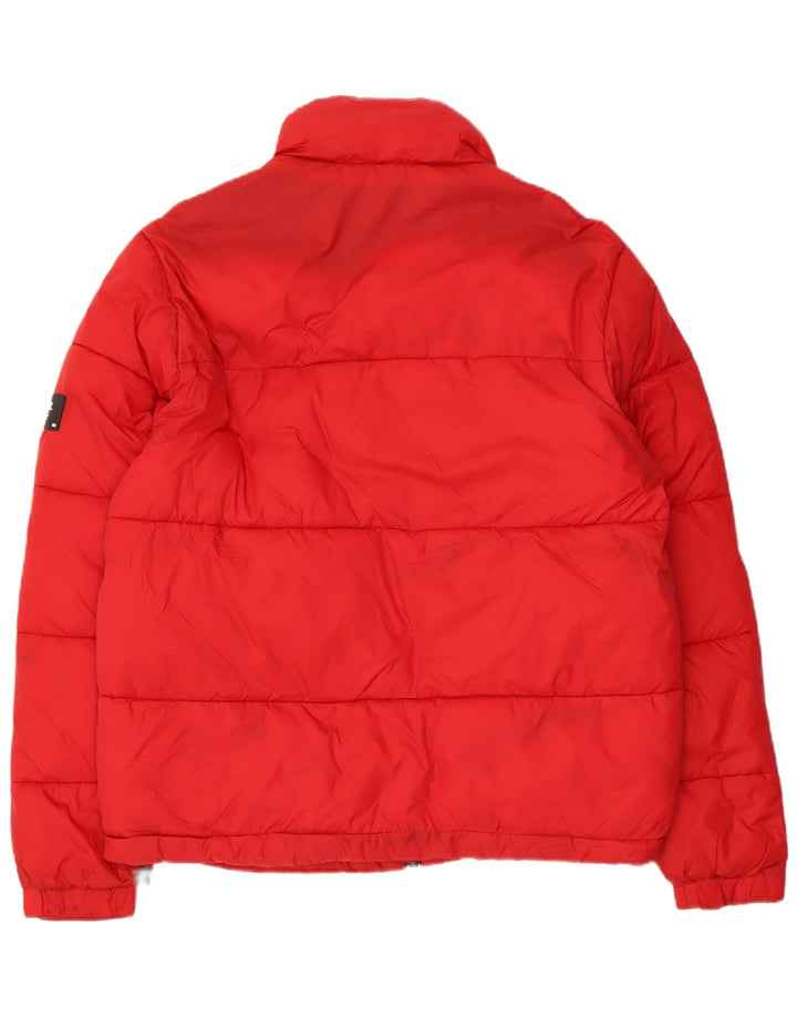 Zara Damen Wattierte Jacke UK 16 Large Rot Polyamid