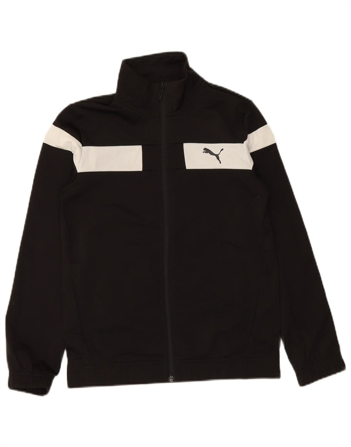 PUMA Jungen-Trainingsanzug-Top-Jacke, 11–12 Jahre, schwarzes Farbblock-Polyester