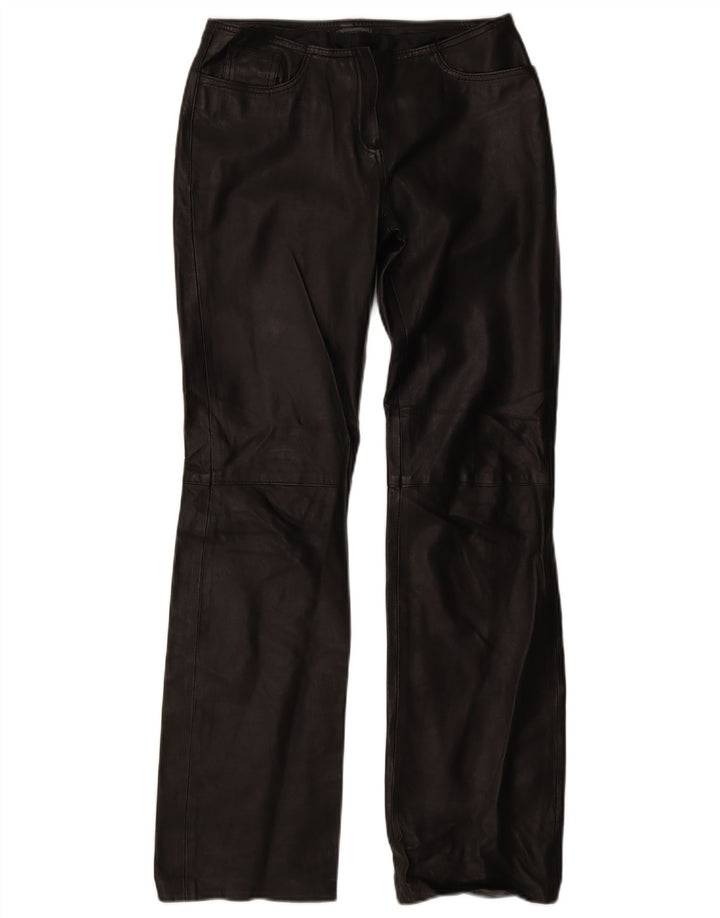 XETRA Damen Bootcut-Lederhose IT 42 Medium W28 L32 Schwarz
