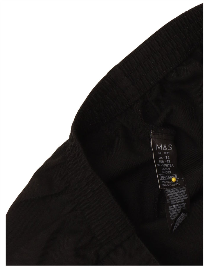 Marks & Spencer Damen-Hose, kurz geschnitten, UK 14, Größe L, W34, L24, Schwarz, Polyester