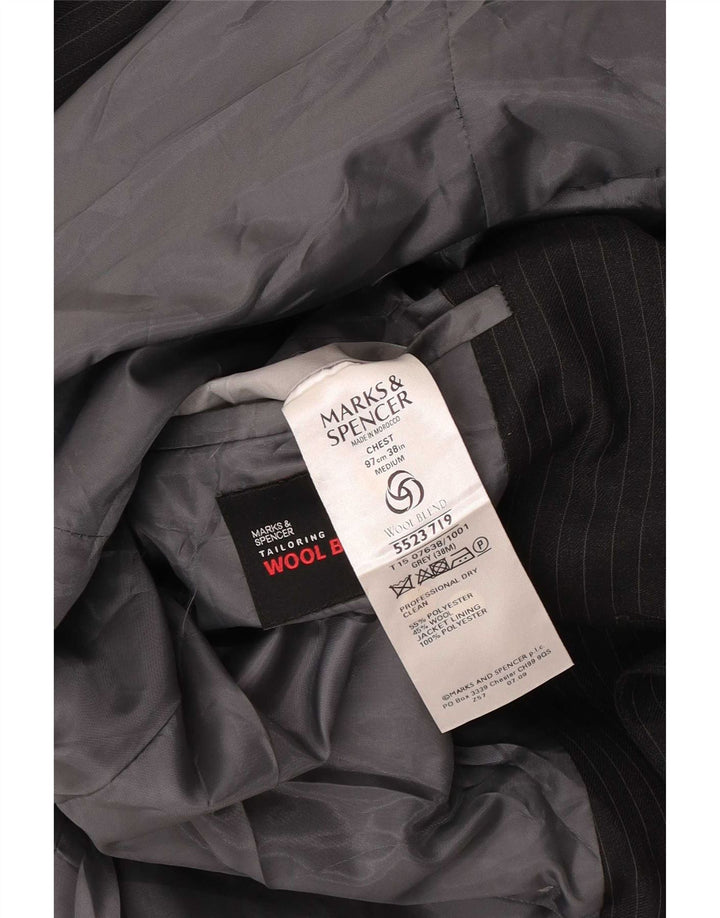 Marks & Spencer Herren-Blazer mit maßgeschneiderter Passform, UK 38, Mittelgrau, Nadelstreifen