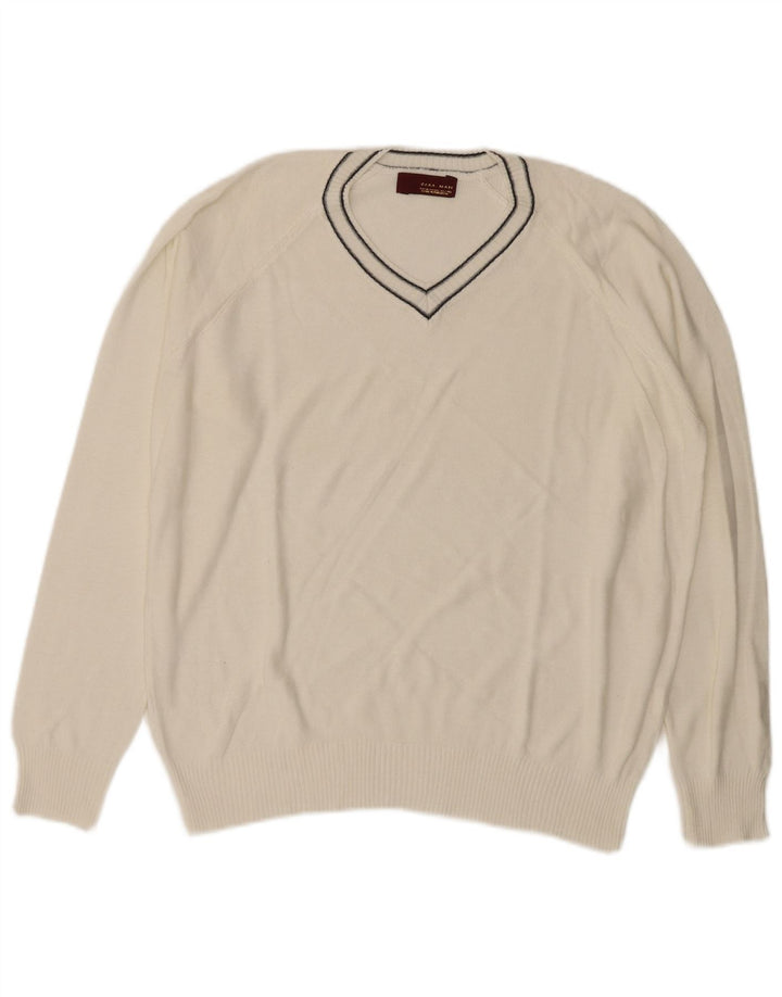 Zara Herren V-Ausschnitt Pullover Pullover XL Weiß