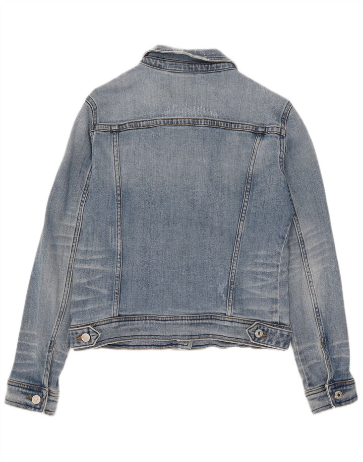 Zara Damen Crop Jeansjacke UK 12 Mittelblaue Baumwolle