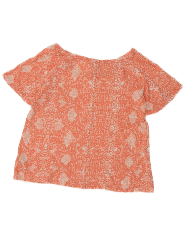 Calvin Klein Jeans Damen Bluse Top UK 10 Small Orange Geometrisch Baumwolle