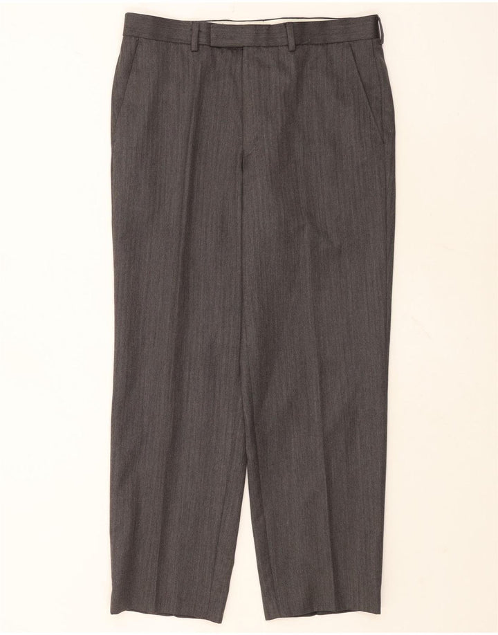 Gerade Herren-Anzughose von Marks & Spencer, W34, L29, graue Wolle