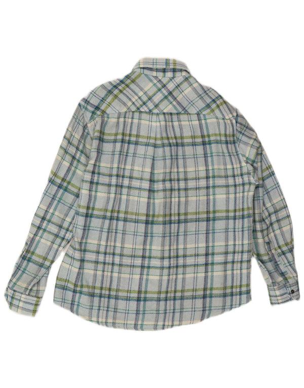 Vintage Herren Lumberjack Flanellhemd Mittelblau kariert