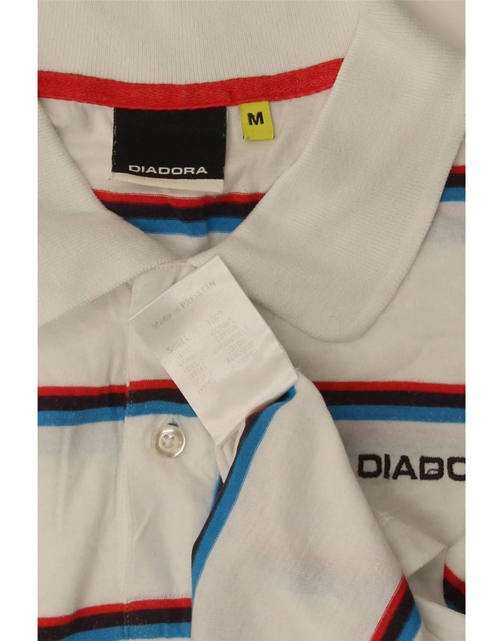 Diadora Herren-Poloshirt aus mittelweißer, gestreifter Baumwolle