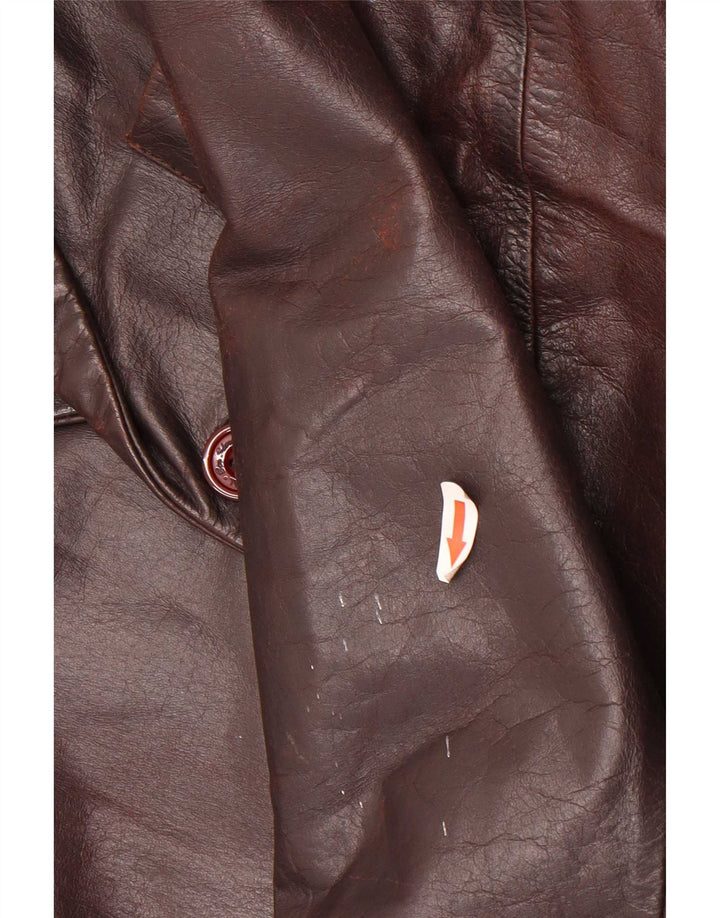 Ben Sherman Herren-Blazerjacke aus Leder mit 3 Knöpfen, UK 38, Mittelbraun