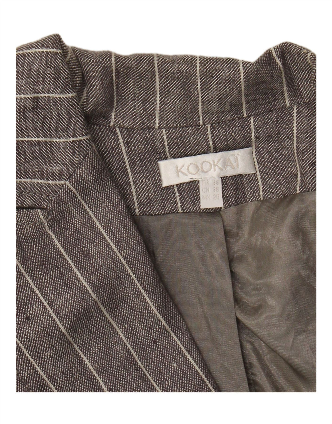 KOOKAI Womens 1 Button Blazer Jacket EU 38 Medium Grey Pinstripe