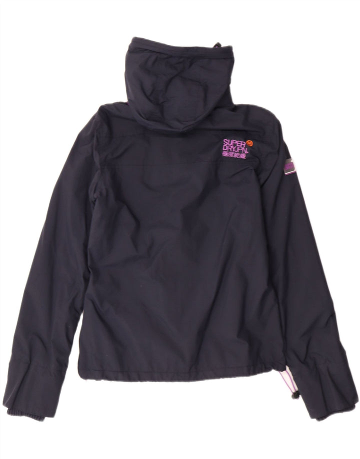 SUPERDRY Womens Windcheater Windbreaker Jacket UK 10 Small Navy Blue Vintage Superdry and Second-Hand Superdry from Messina Hembry 