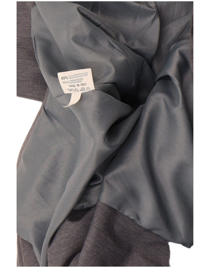 Vintage Damen Zweireihige Blazerjacke UK 12 Mittelgraues Polyester