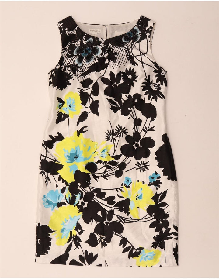 Monsoon Ärmelloses Etuikleid für Damen, UK-Größe 44, mittelgroß, mehrfarbig, mit Blumenmuster