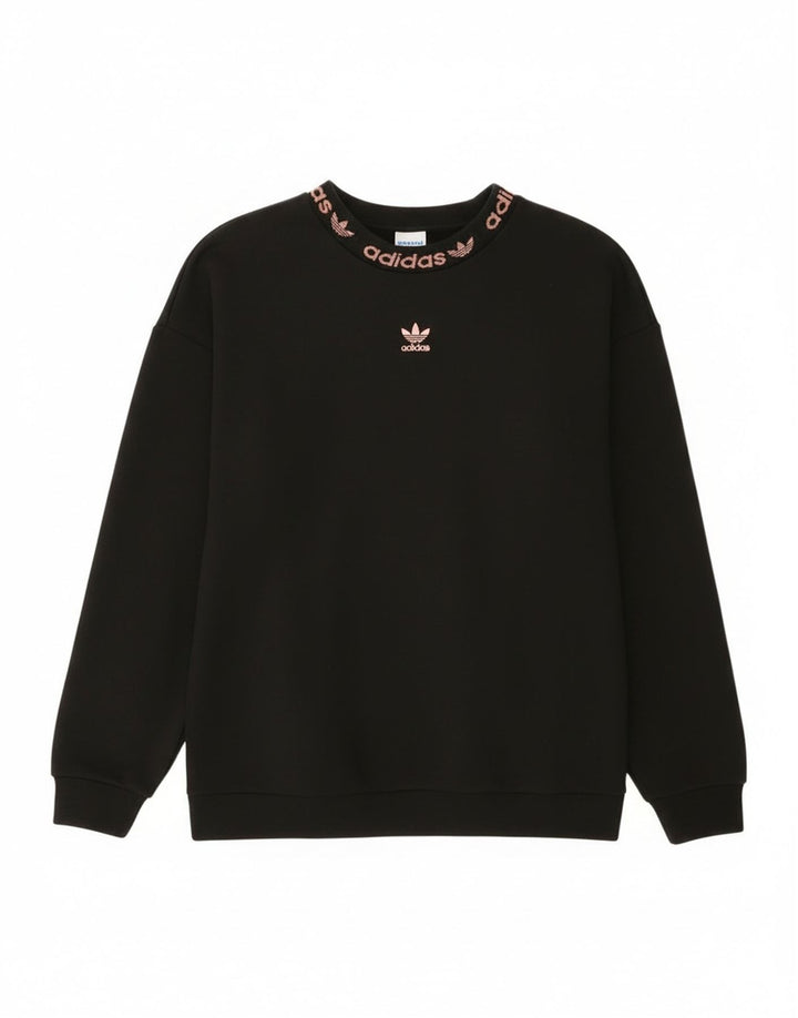 Adidas Damen Graphic Oversized Sweatshirt Pullover UK 4 Small Schwarz Baumwolle