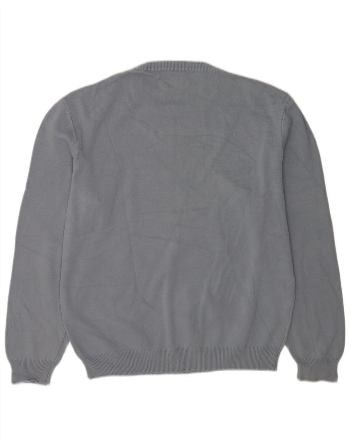 Zara Herren-Pullover mit Rundhalsausschnitt, XL, graue Baumwolle