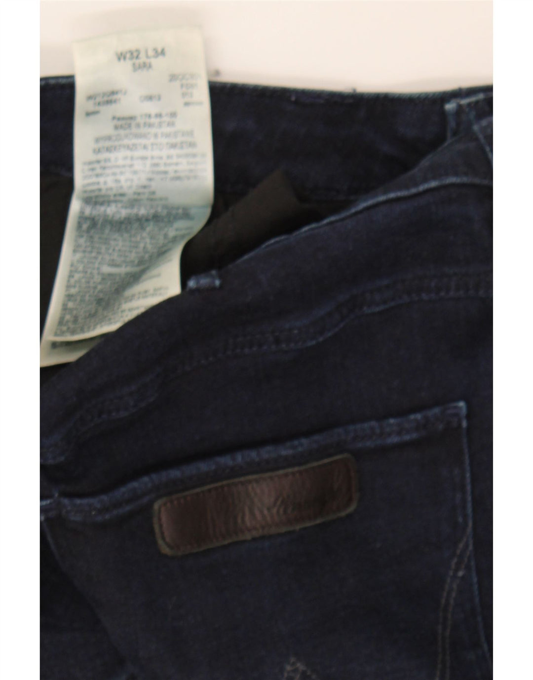 WRANGLER Womens Sara Straight Jeans W32 L29 Navy Blue Cotton Vintage Wrangler and Second-Hand Wrangler from Messina Hembry 