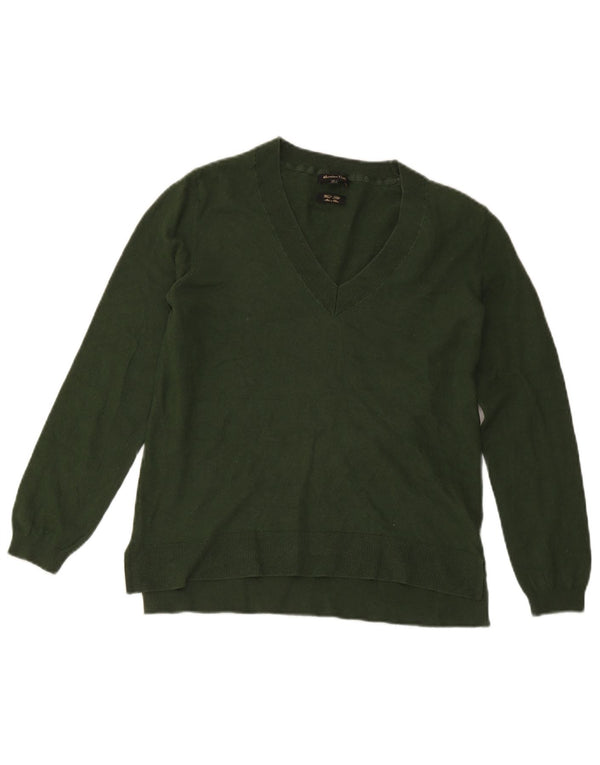 Massimo Dutti Damen Pullover mit V-Ausschnitt, UK 14, Größe L, Grün