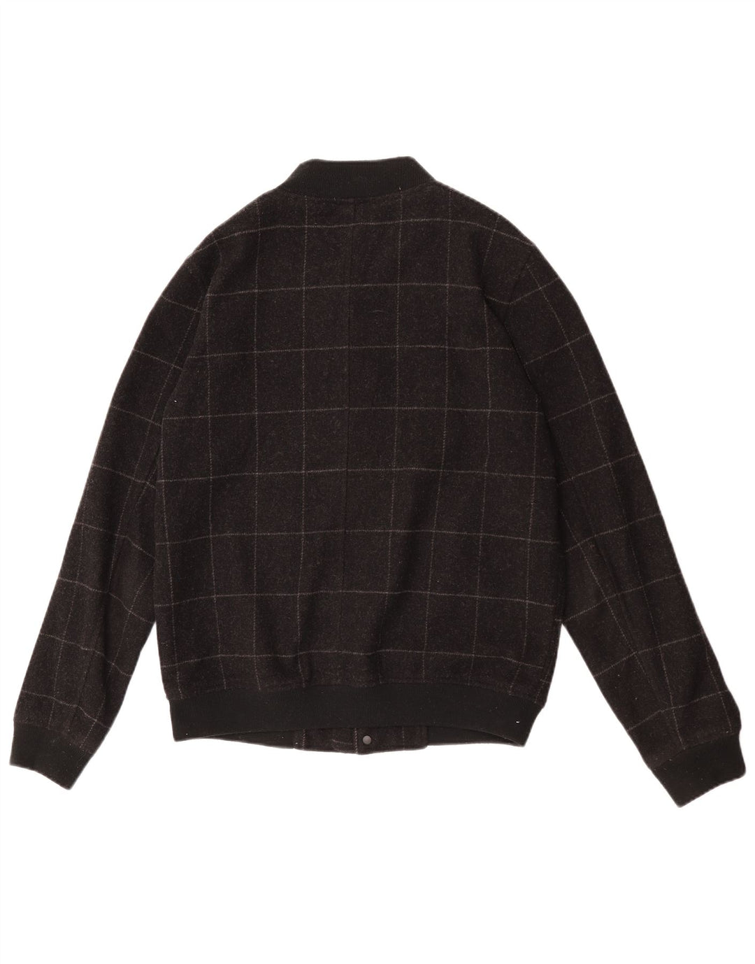 Zara Herren Bomberjacke UK 38 Mittelschwarz karierte Wolle