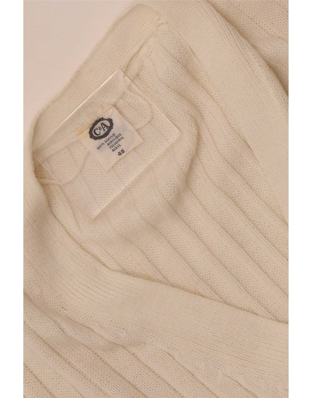 C & A Damen-Cardigan-Pullover EU 48 2XL Weiß Acryl