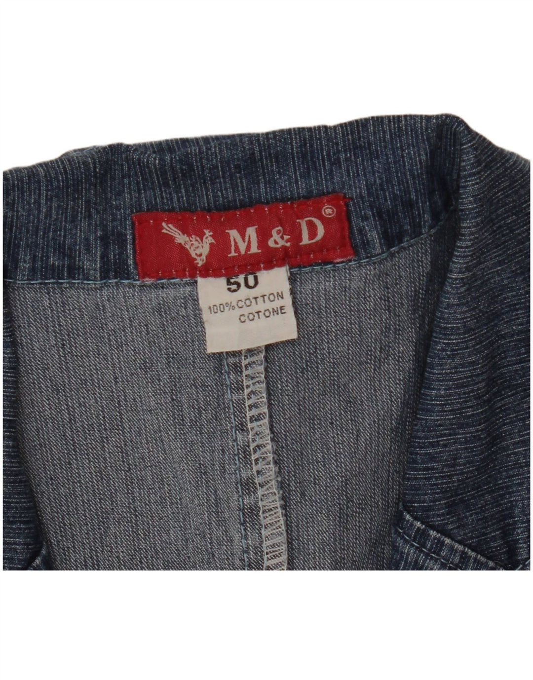 Vintage Damen 2-Knopf-Jeans-Blazer-Jacke IT 50 XL Blaue Baumwolle