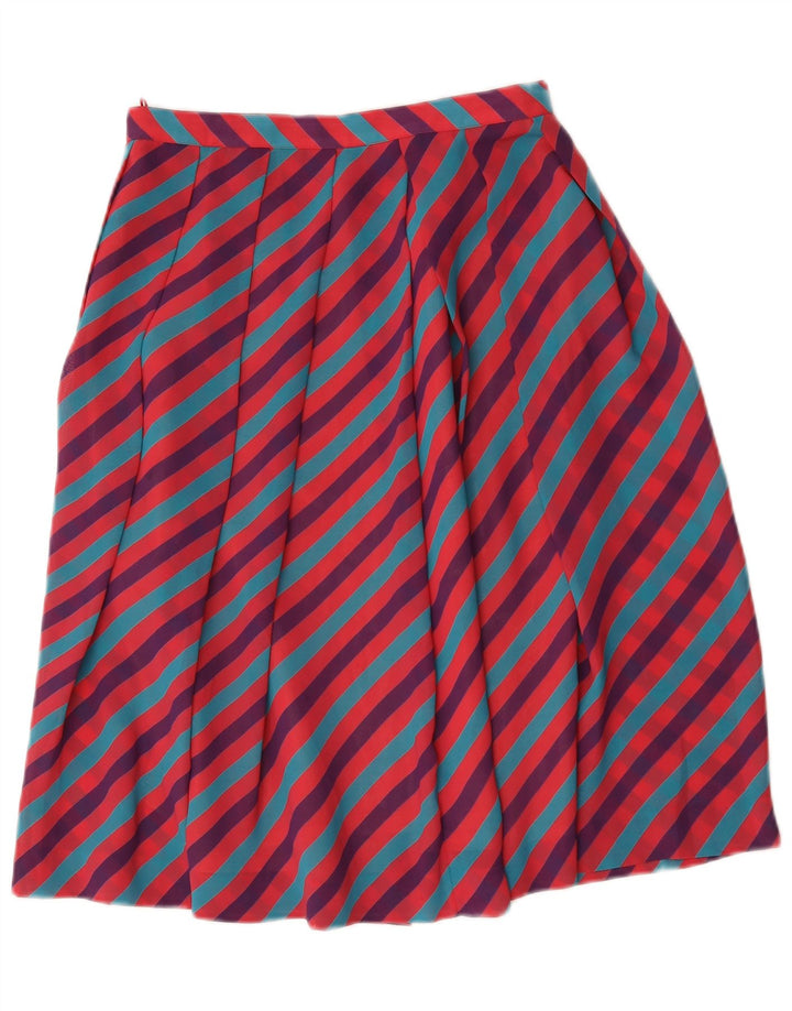 Vintage Damen ausgestellter Rock IT 46 Groß W28 Mehrfarbig gestreift Polyester