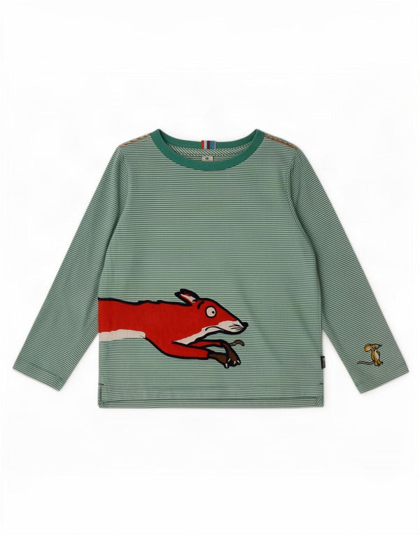 Joules Mädchen-Grafikoberteil, langärmlig, 4–5 Jahre, grün gestreift, Baumwolle