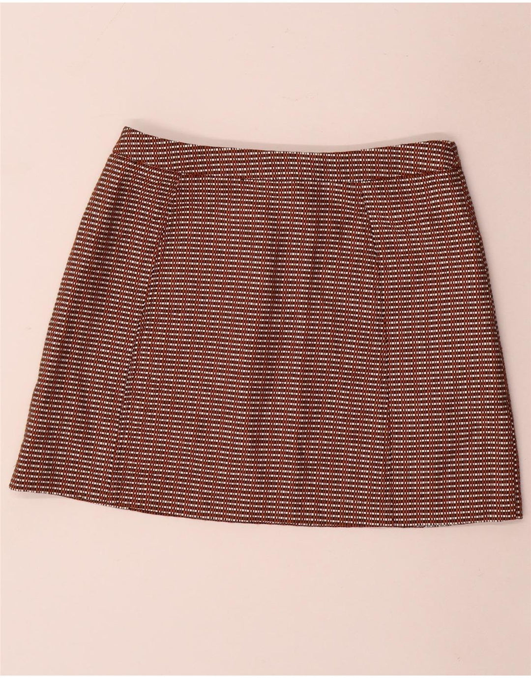 TOPSHOP Damen Minirock UK 12 Medium W28 Braune Gingham-Baumwolle