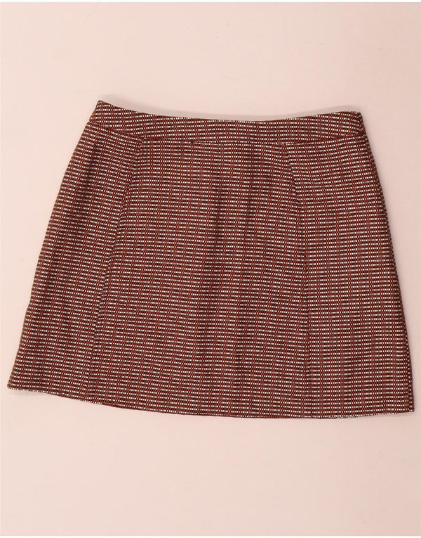 TOPSHOP Damen Minirock UK 12 Medium W28 Braune Gingham-Baumwolle