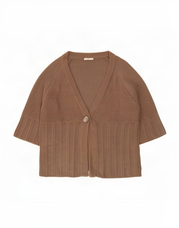 Marks & Spencer Damen Strickjacke mit 3/4-Ärmeln, UK 20 2XL, braune Baumwolle