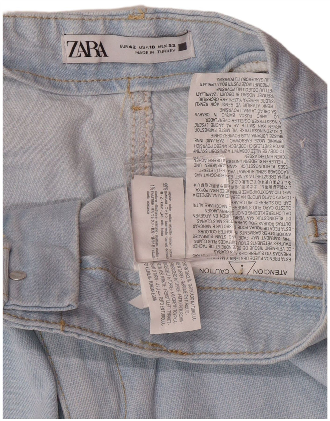 Zara Damen-Jeans mit hoher Taille und weitem Bein, EU 42, groß, W32, L26, blau, klassisch