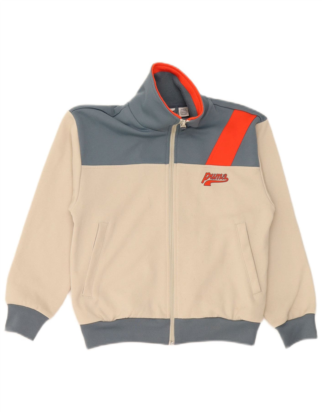 Puma Jungen Grafik-Trainingsanzug-Top-Jacke, 9–10 Jahre, Beige, Farbblock