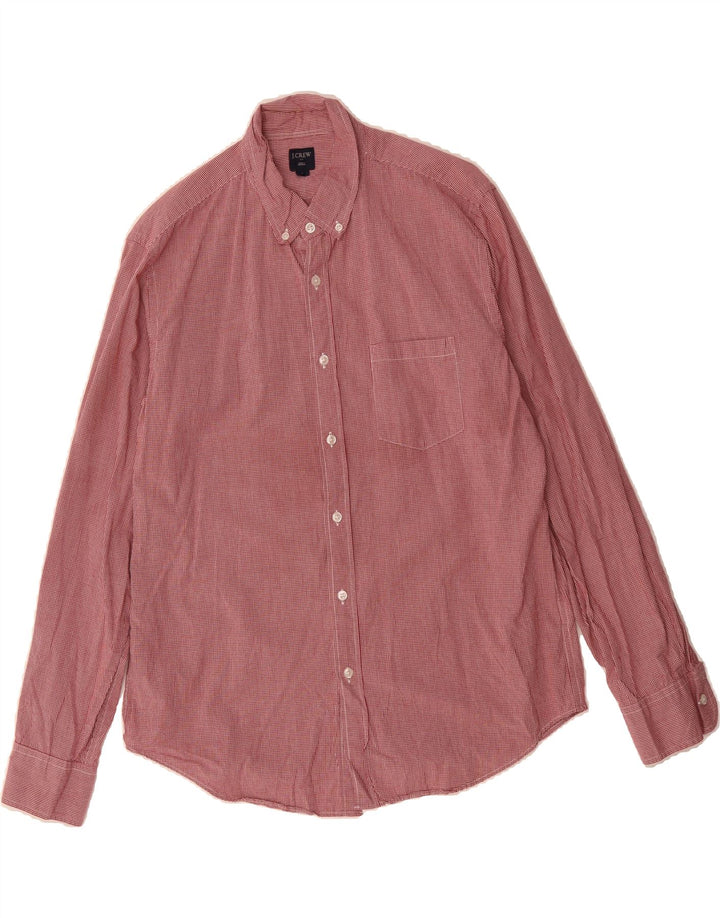J. CREW Mens Shirt Large Burgundy Gingham Cotton Vintage J. Crew and Second-Hand J. Crew from Messina Hembry 