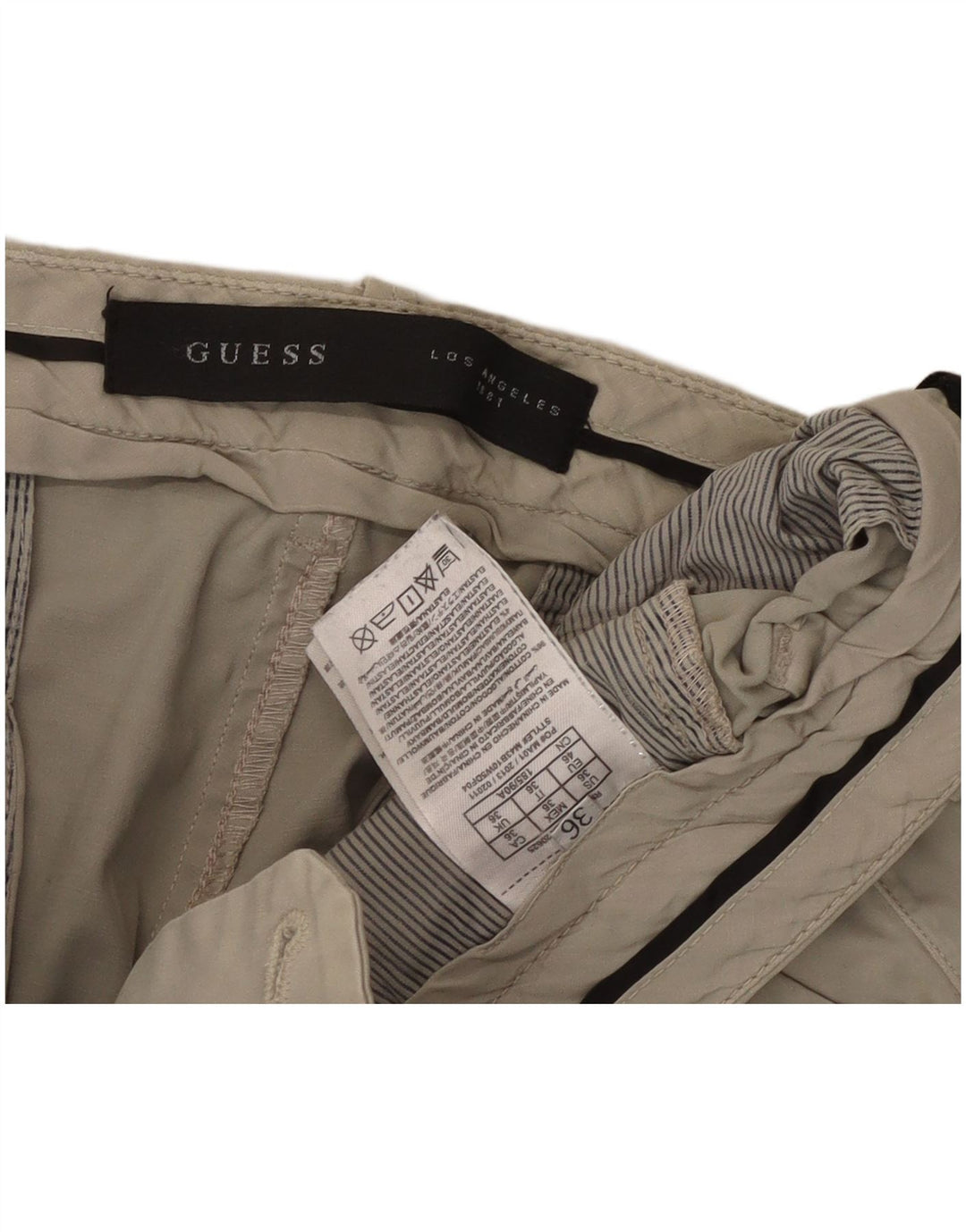 GUESS Herren Slim Chinohose W36 L33 Beige Baumwolle