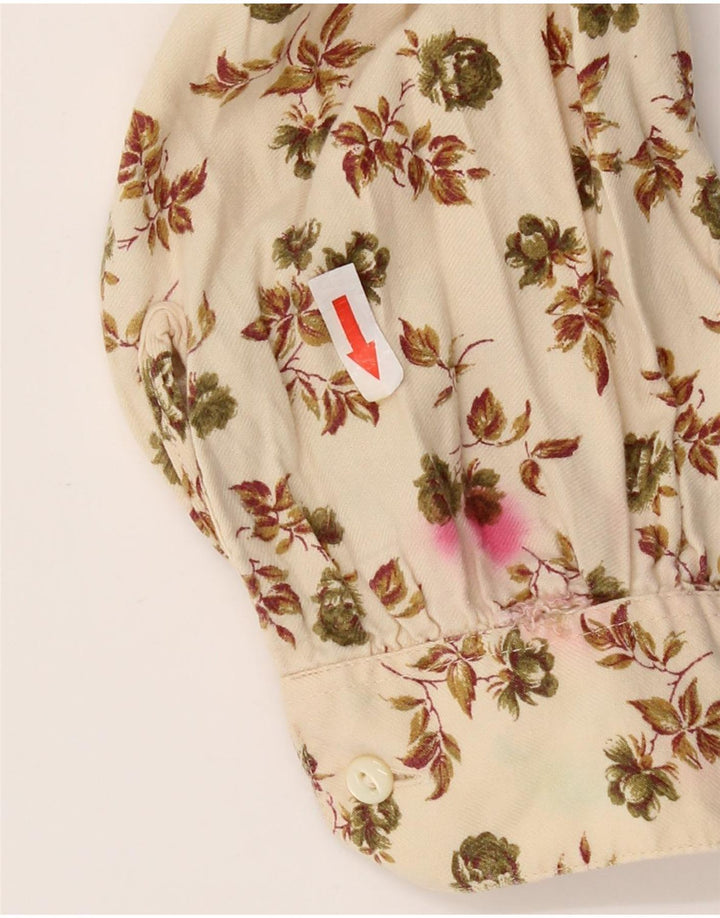 Benetton Damen-Hemd UK 14 Mittelbeige geblümte Viskose