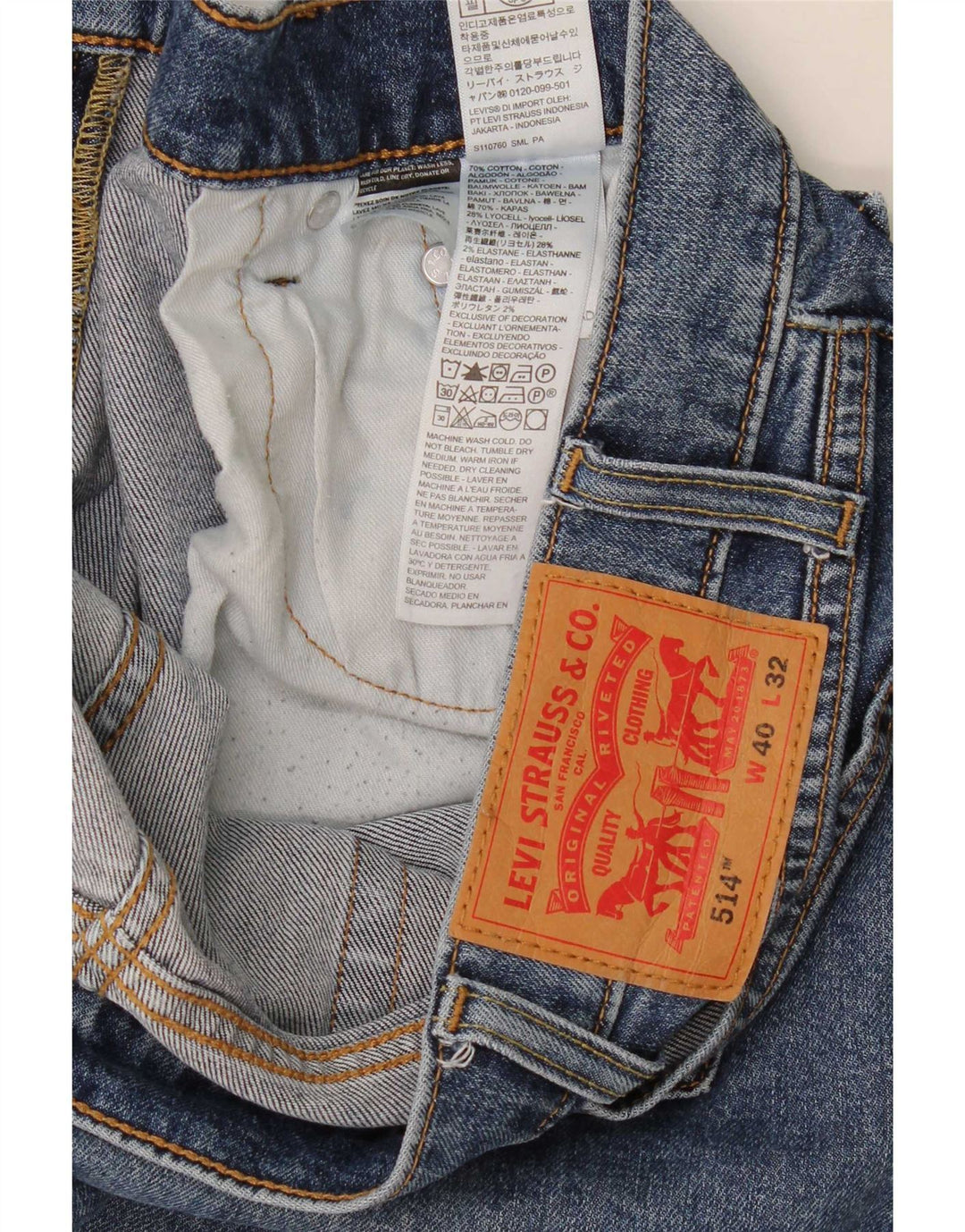 Levi's Herren 514 Straight Jeans W40 L32 Blaue Baumwolle