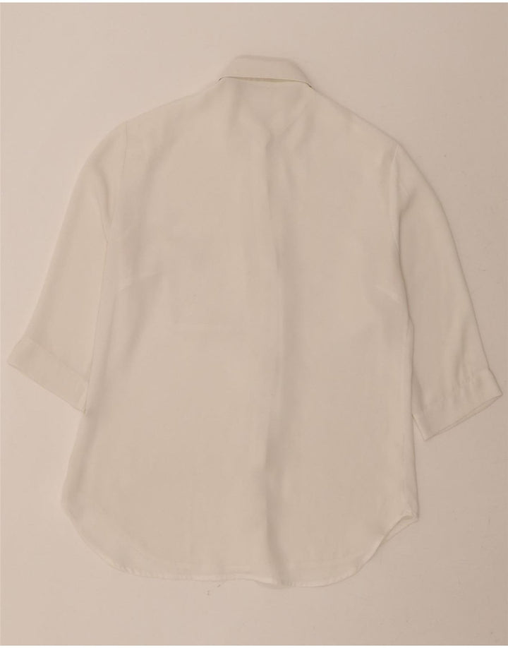 GUESS Womens Oversized 3/4 Sleeve Shirt Blouse UK 10 Small White Vintage Guess and Second-Hand Guess from Messina Hembry 