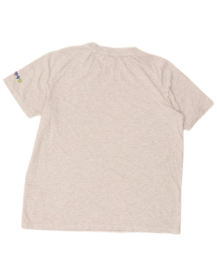 Superdry Damen Crop Graphic T-Shirt Top UK 12 Mittelgrau gestreift