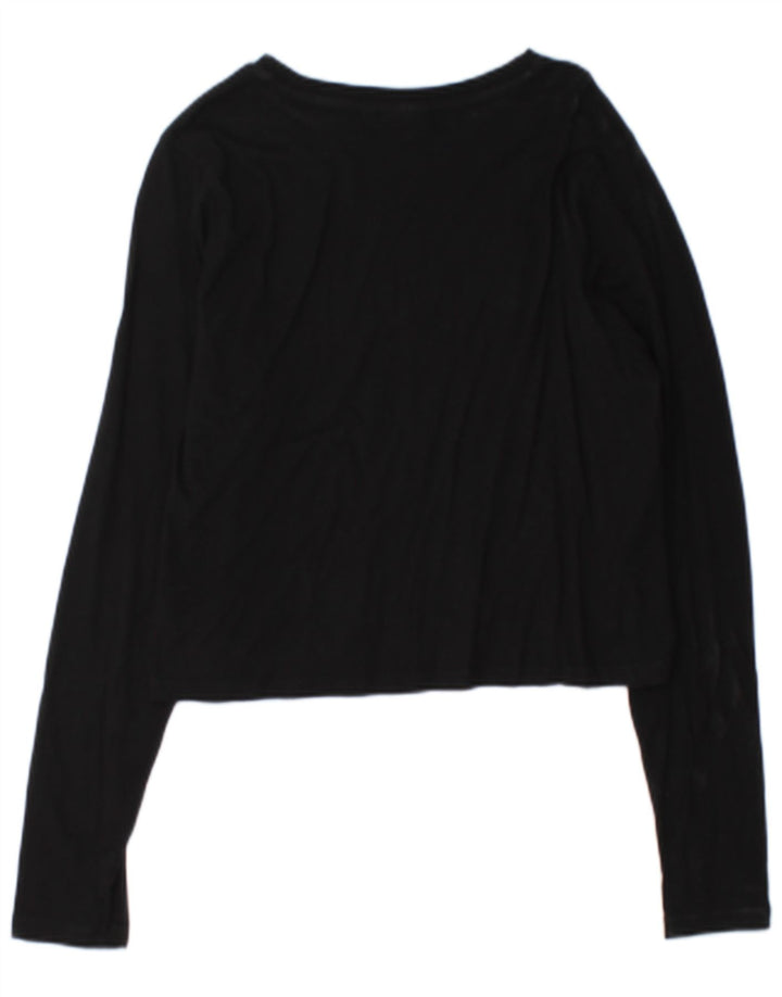 Fila Damen Crop Graphic Top Langarm UK 14 Large Schwarz
