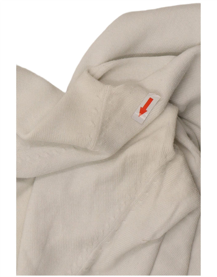 ZARA Damen-Pullover mit V-Ausschnitt, Gr. 44, Größe L, weiße Baumwolle