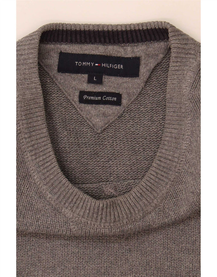 Tommy Hilfiger Herren-Pullover mit Rundhalsausschnitt, Größe L, Grau
