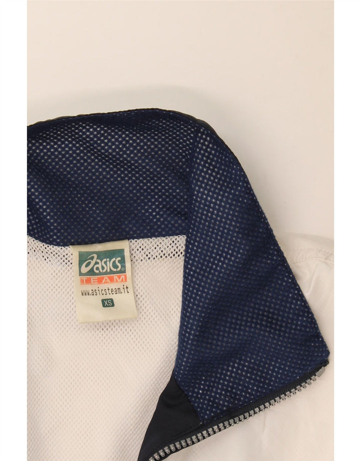 Asics Herren-Trainingsanzug mit grafischem Oberteil, XS, weißes Farbblock-Polyester