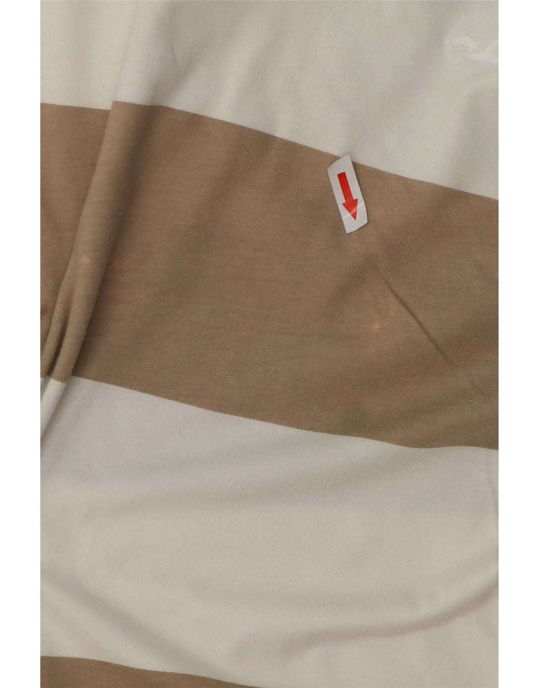 Hollister Herren-T-Shirt-Oberteil aus mittelbraun gestreifter Baumwolle