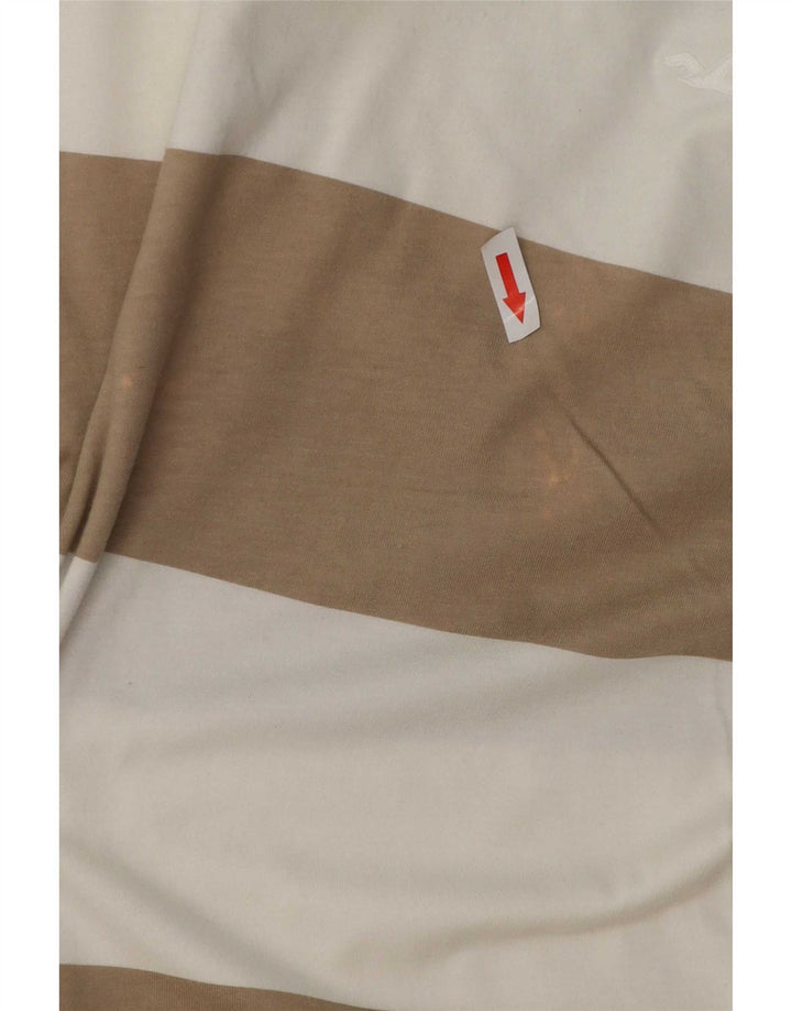 Hollister Herren-T-Shirt-Oberteil aus mittelbraun gestreifter Baumwolle