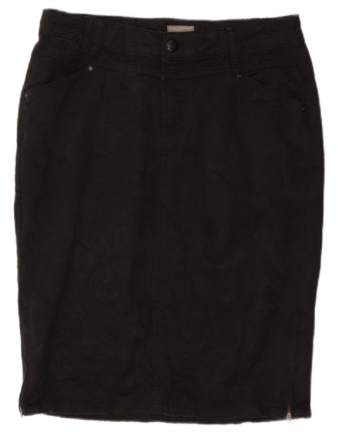 Vintage Damen Bleistiftrock EU 40 Medium W30 Schwarz Baumwolle Classic