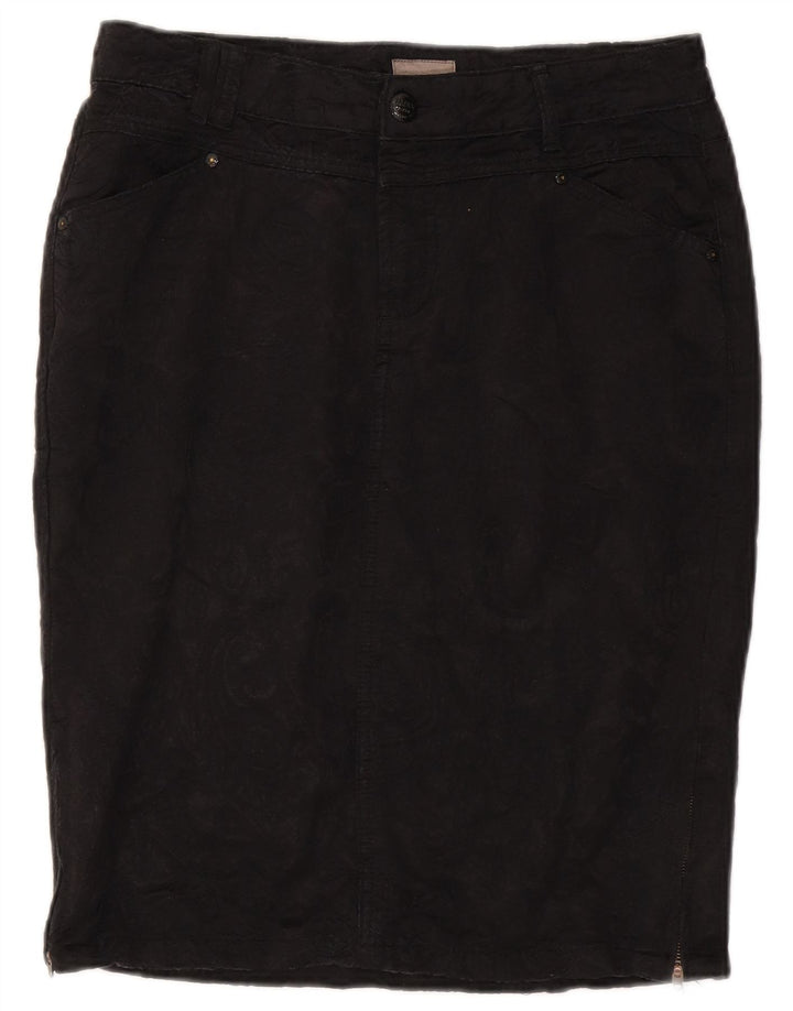 Vintage Damen Bleistiftrock EU 40 Medium W30 Schwarz Baumwolle Classic