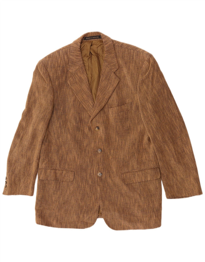 Marks & Spencer Herren-Blazer mit 3 Knöpfen, UK 38, mittelbraun gefleckt