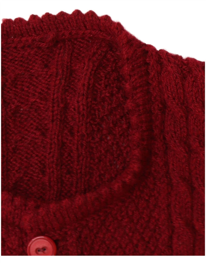 VINTAGE Damen Strickjacke Pullover UK 14 Large Burgund