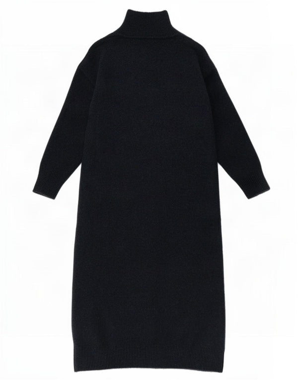 Zara Damen Langarm-Pulloverkleid UK 10 Small Marineblau Acryl